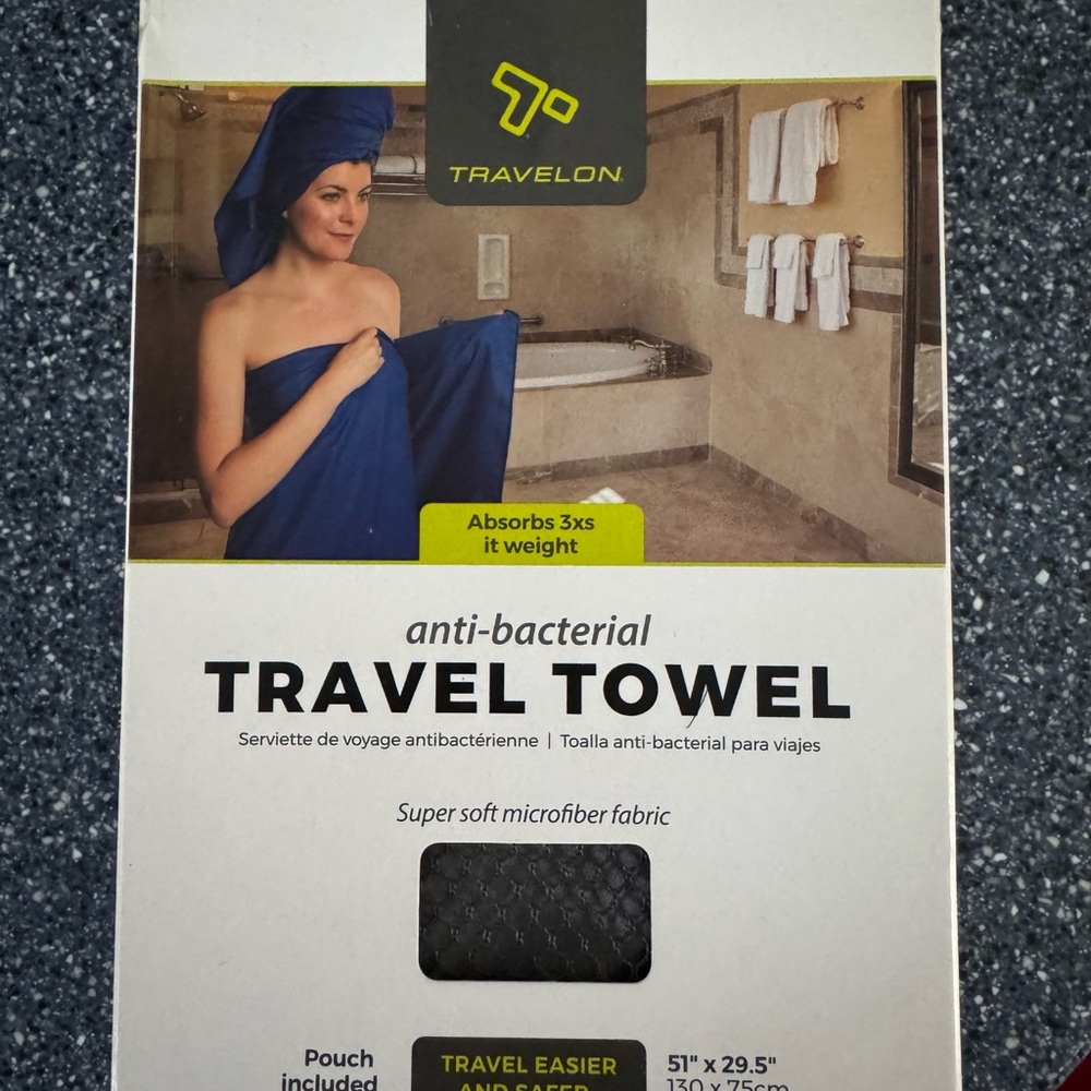 Travelon Antibiotic Travel Towel Quick-Dry Microfiber